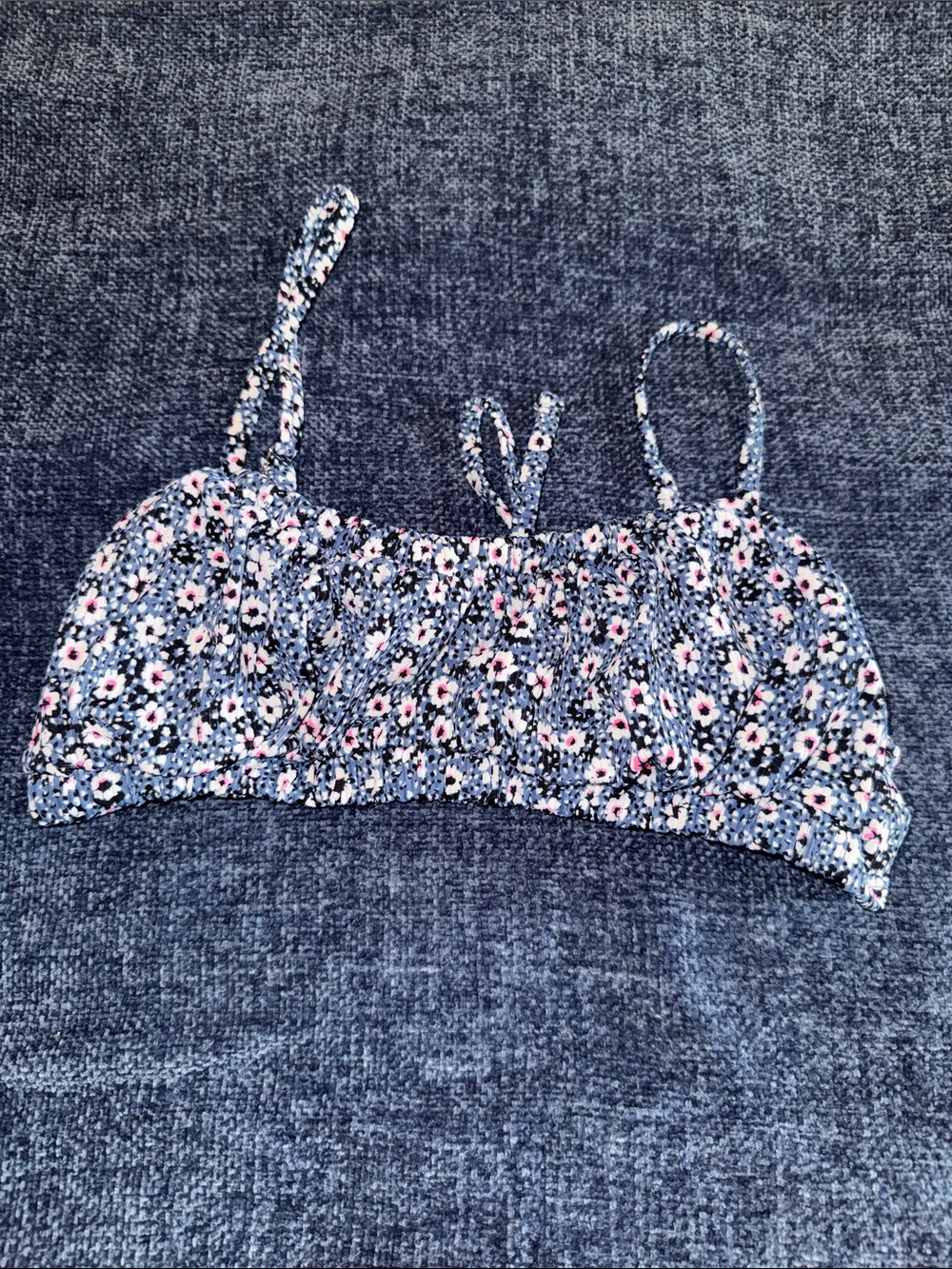 Blue Floral Smocked swimsuit Top
